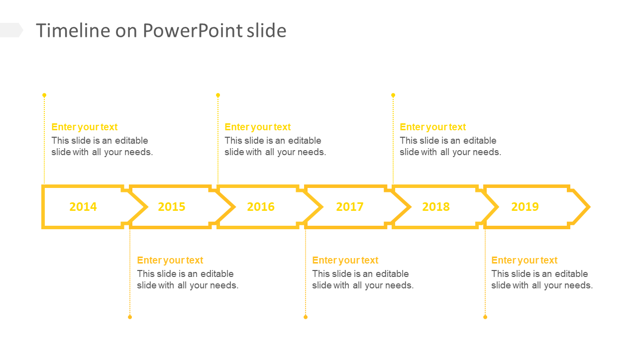 timeline on powerpoint slide-yellow